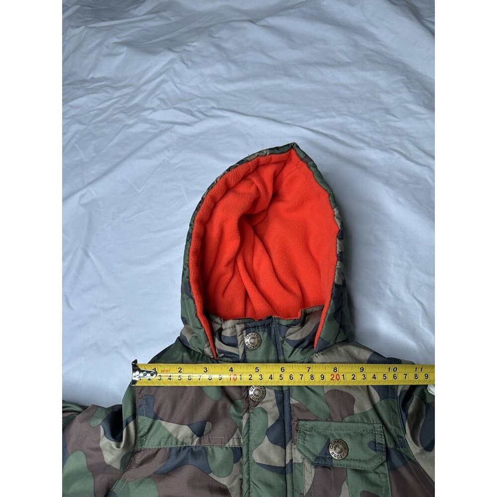 Oshkosh Boy's 24M Winter Puffer Hooded Camo Jacket Green Coat - Picture 8 of 11